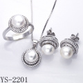 Factory Wholesale 925 Sterling Silver Pearl Jewelry Set.